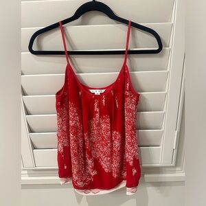 CAbi Red and White Camisole Top